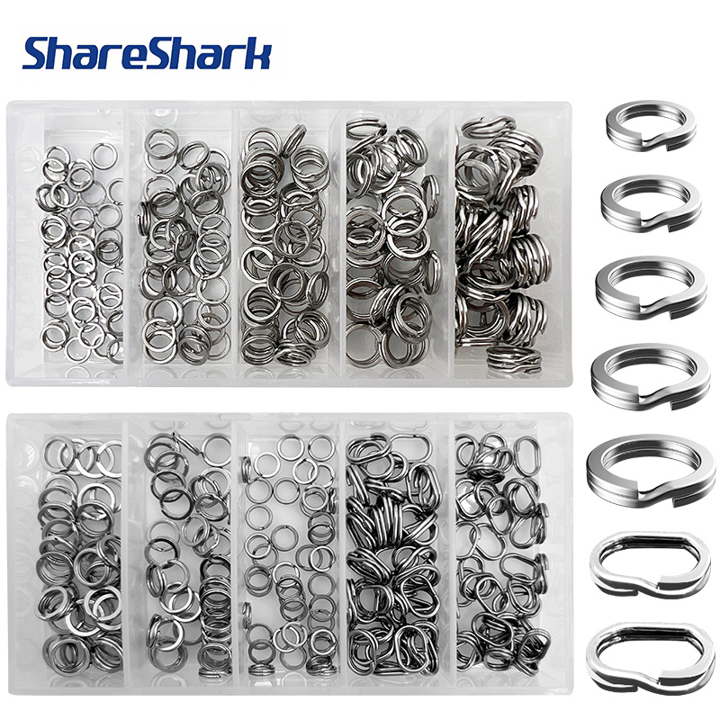Fishing Equipment Gear - แหวนสแตนเลสสตีลคุณภาพสูง ShareShark 200 ชิ้น/กล่อง สำหรับติดเหยื่อตกปลา ทนทานต่อการกัดกร่อน