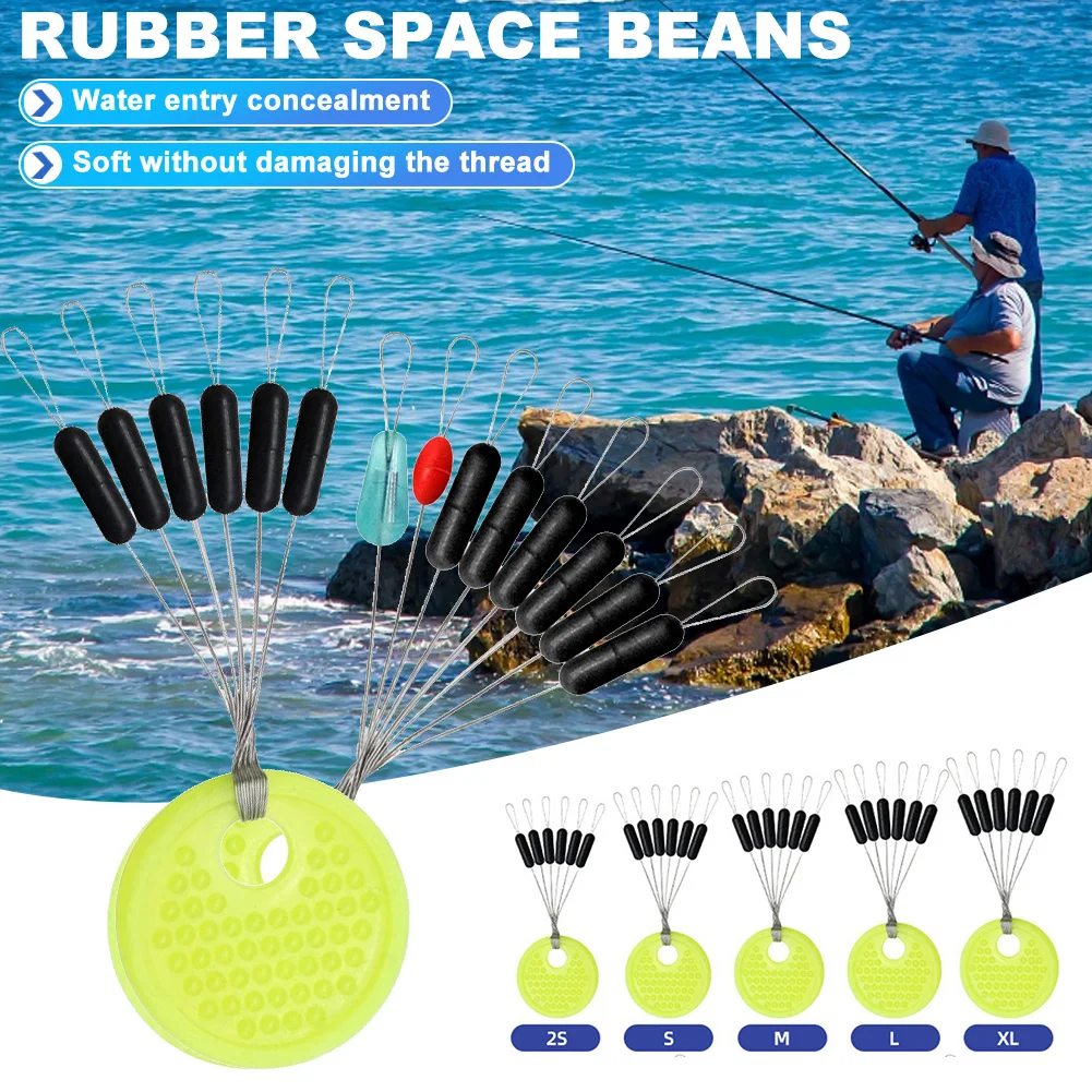 Fishing Equipment And Gear - ถั่วห่วงยางเบ็ดตกปลายางสำหรับตกปลาจำนวน60ชิ้น10กลุ่มสินค้าสำหรับตกปลาทรงวงรีทำจากยางสีดำอุปกรณ์ทุ่น peralatan pancing