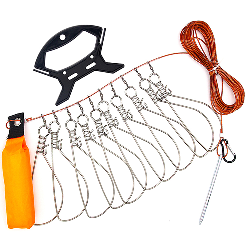Fishing Equipment Guide - ● ตัวล็อคสายรัดปลาพร้อมรอก สแตนเลสสตีล สายคล้องคอ 5 ตัวล็อค