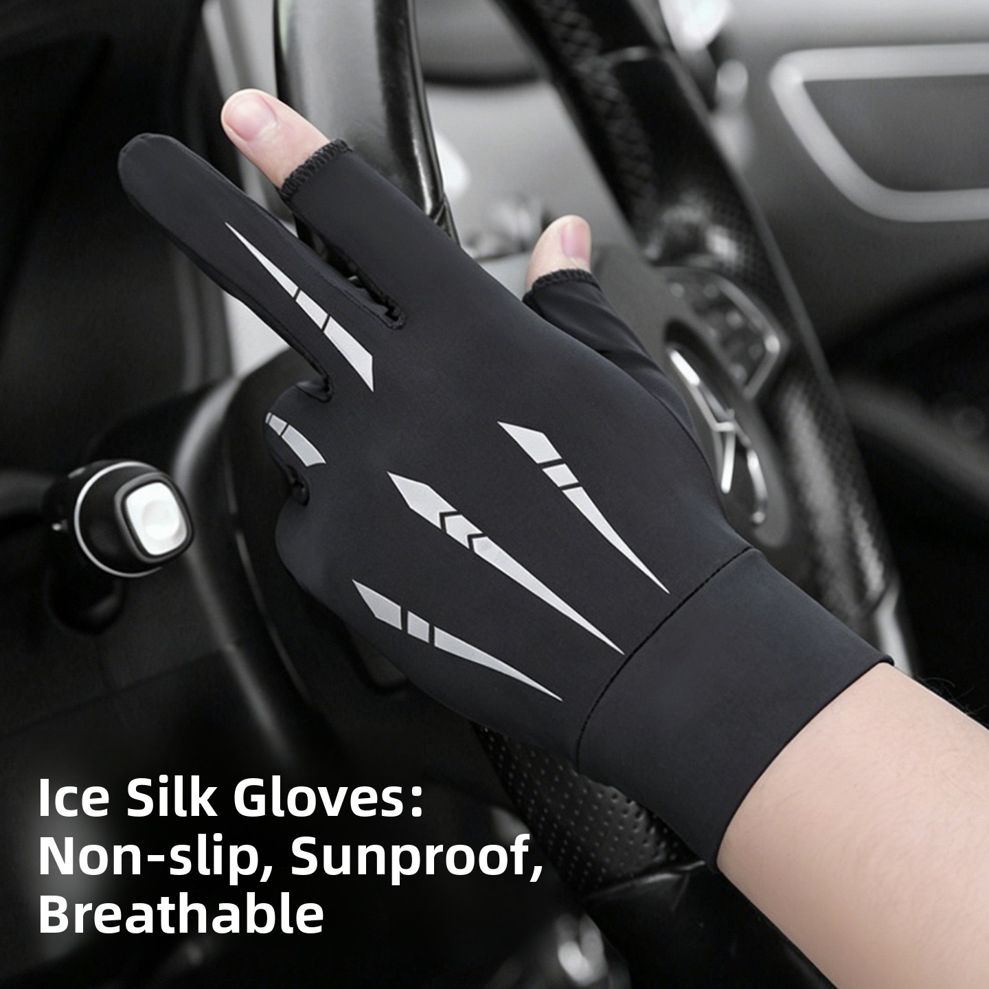 Fishing Equipment In - ถุงมือกันแดดแบบสัมผัสหน้าจอ ผ้าไอซ์ซิลค์บางเบา กันลื่น สำหรับผู้ชาย ใช้ในฤดูร้อน ขับรถ