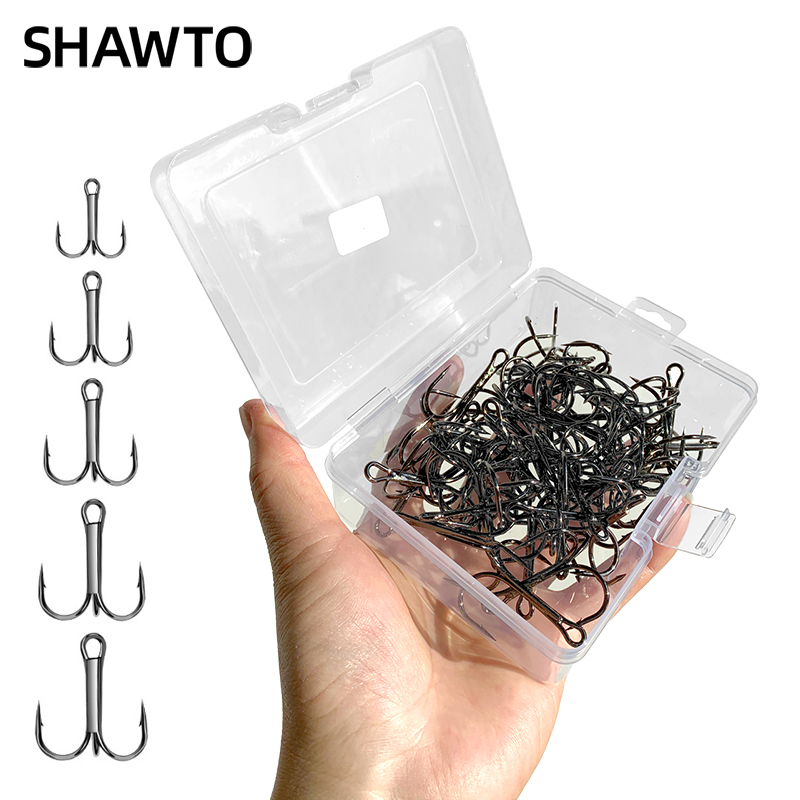 Fishing Equipment Gear - ชุดเบ็ดตกปลาเหล็กกล้าคาร์บอนสูง Shawto 50 ชิ้น/กล่อง สำหรับเหยื่อตกปลาแมว ปลาบาส