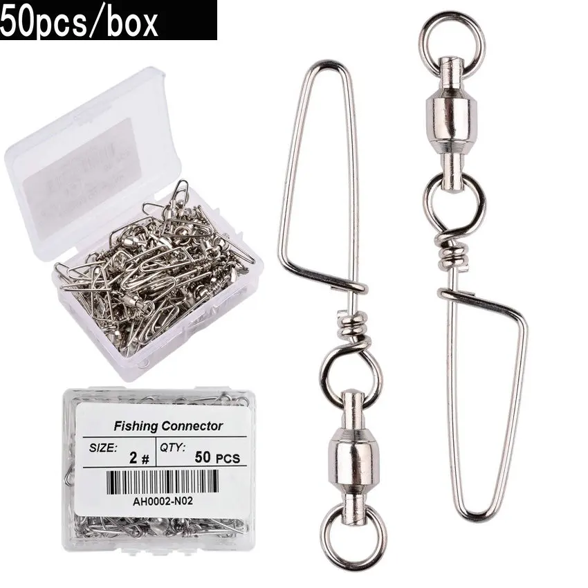 Fishing Equipment Gear - 50 ชิ้นลูกปืนตกปลาหมุนพร้อม Coastlock Snap 0-6 #